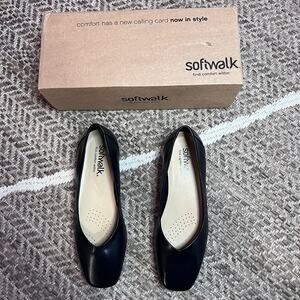 Softwalk Black Vellore Flats Sz 7 Wide